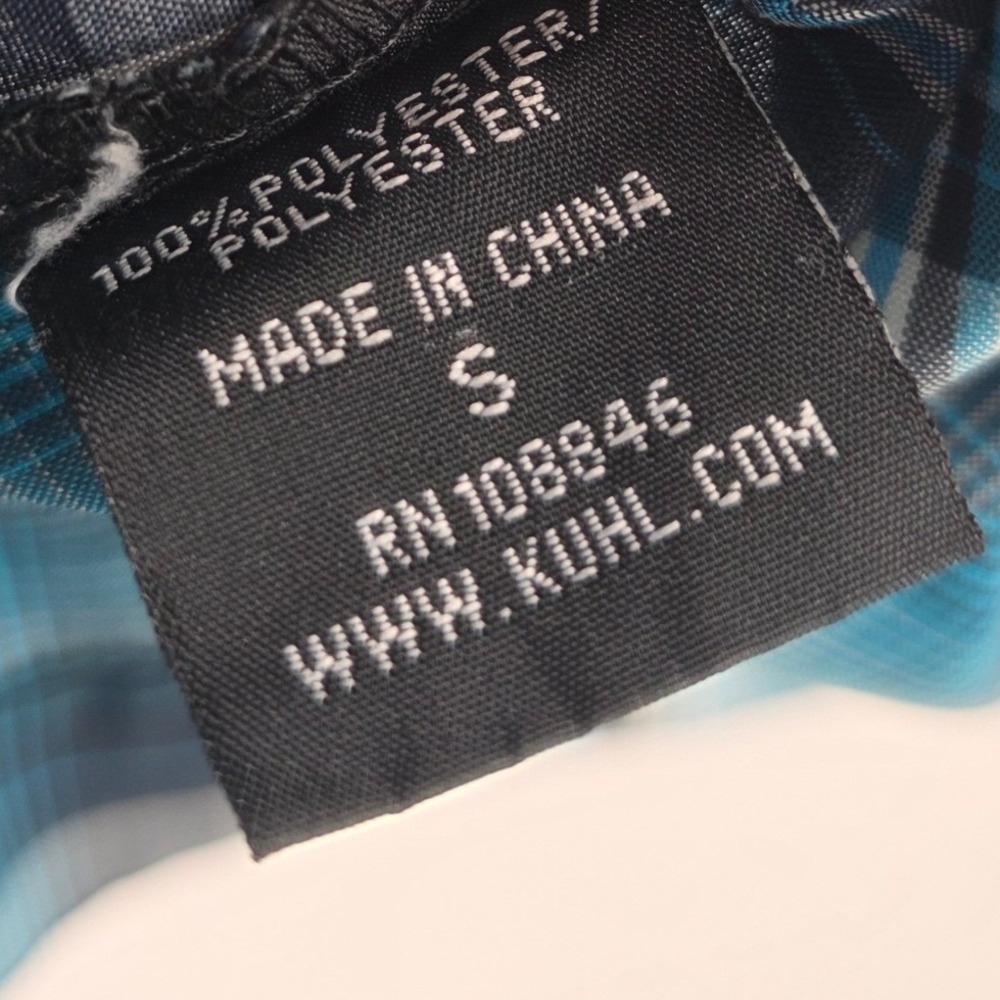 KUHL PEARL SNAP SHIRT MENS SMALL BLUE PLAID ELUXUR PERFORMANCE SHORT SLEEVE HIKE - Picture 11 of 14